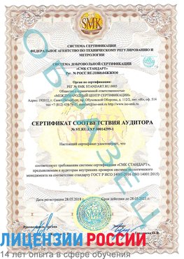 Образец сертификата соответствия аудитора №ST.RU.EXP.00014299-1 Домодедово Сертификат ISO 14001
